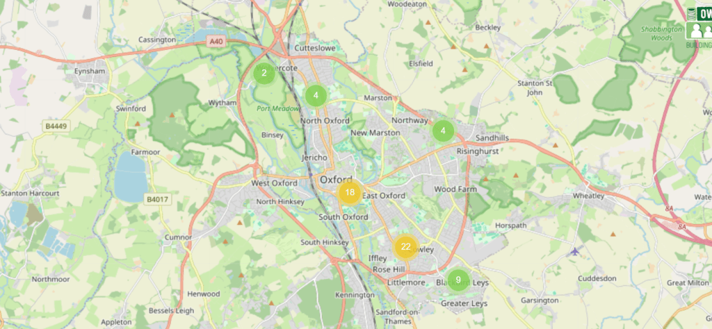 A map of community wealth building enterprises in Oxford